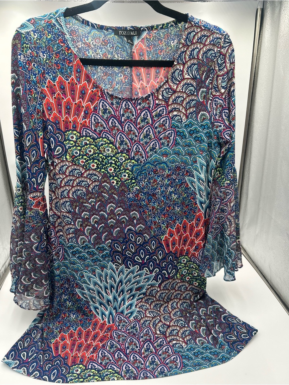 Roz & Ali Multicolor Paisley Print Mini Dress - Blue, Red, Green